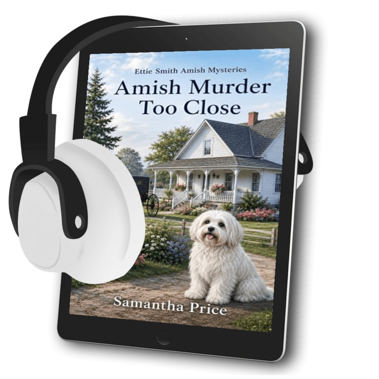 Amish Cozy mystery audiobook with dog and amish house
