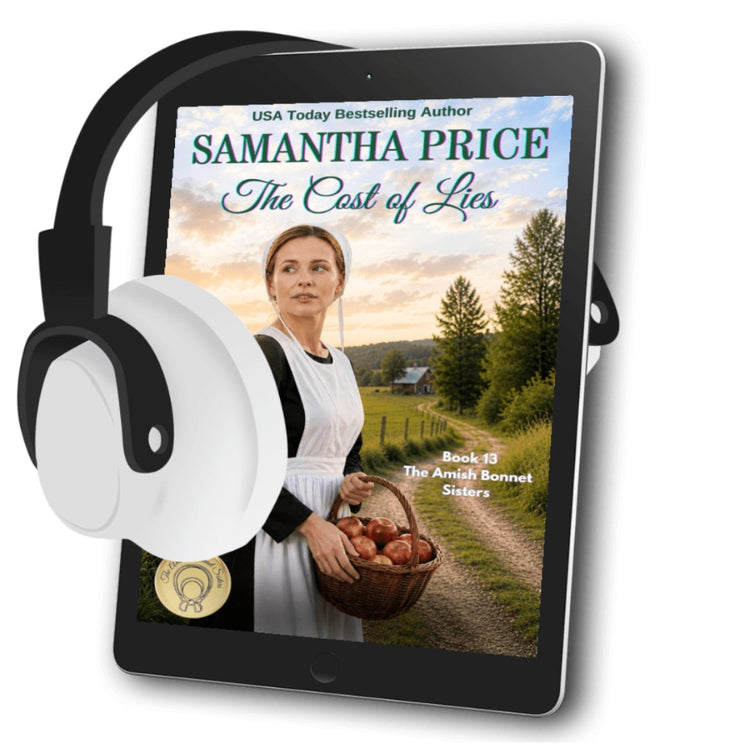 Audiobook The Cost Of Lies Amish Woman holding apples in a basket