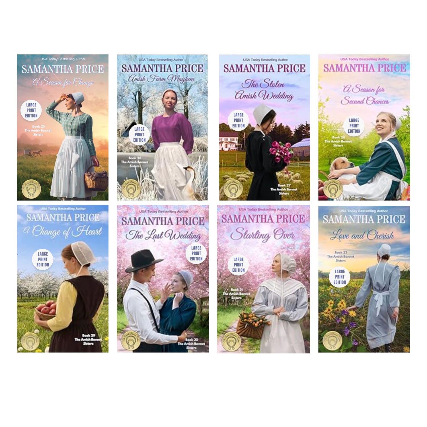 Amish Bonnet Sisters large print paperback bundle
