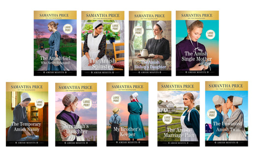 covers of books in the amish misfirs large print series