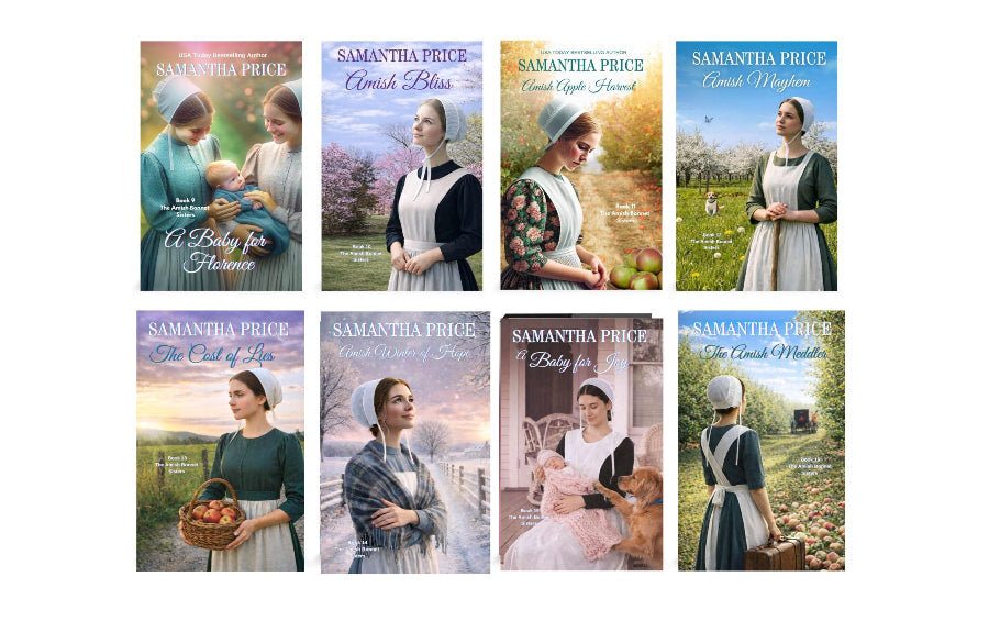 bundle of paperback books amish bonnet sisters series