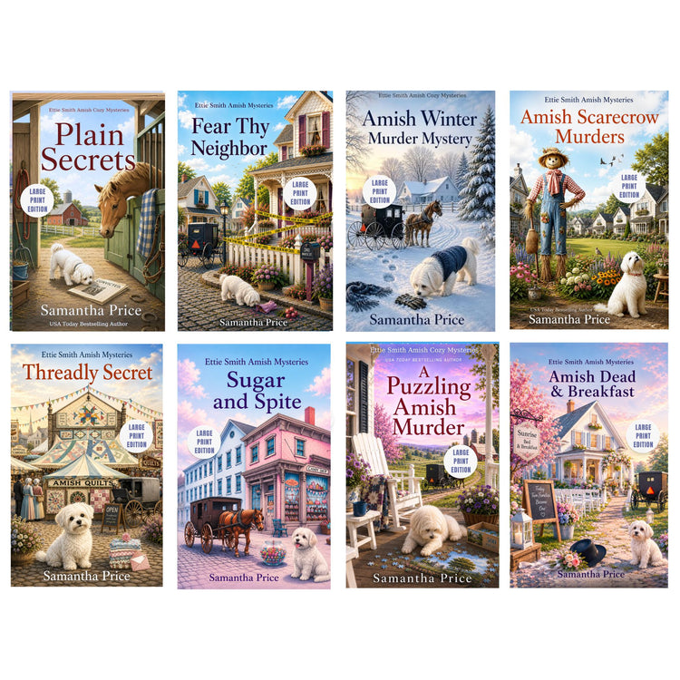 a boxset of  ettie smith amish mysteries large print bundle edition amish books