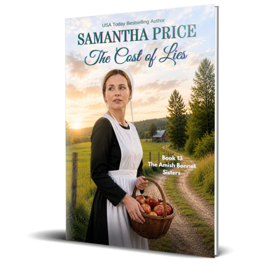 cost of lies paperback book cover, amish bonnet sisters book 13