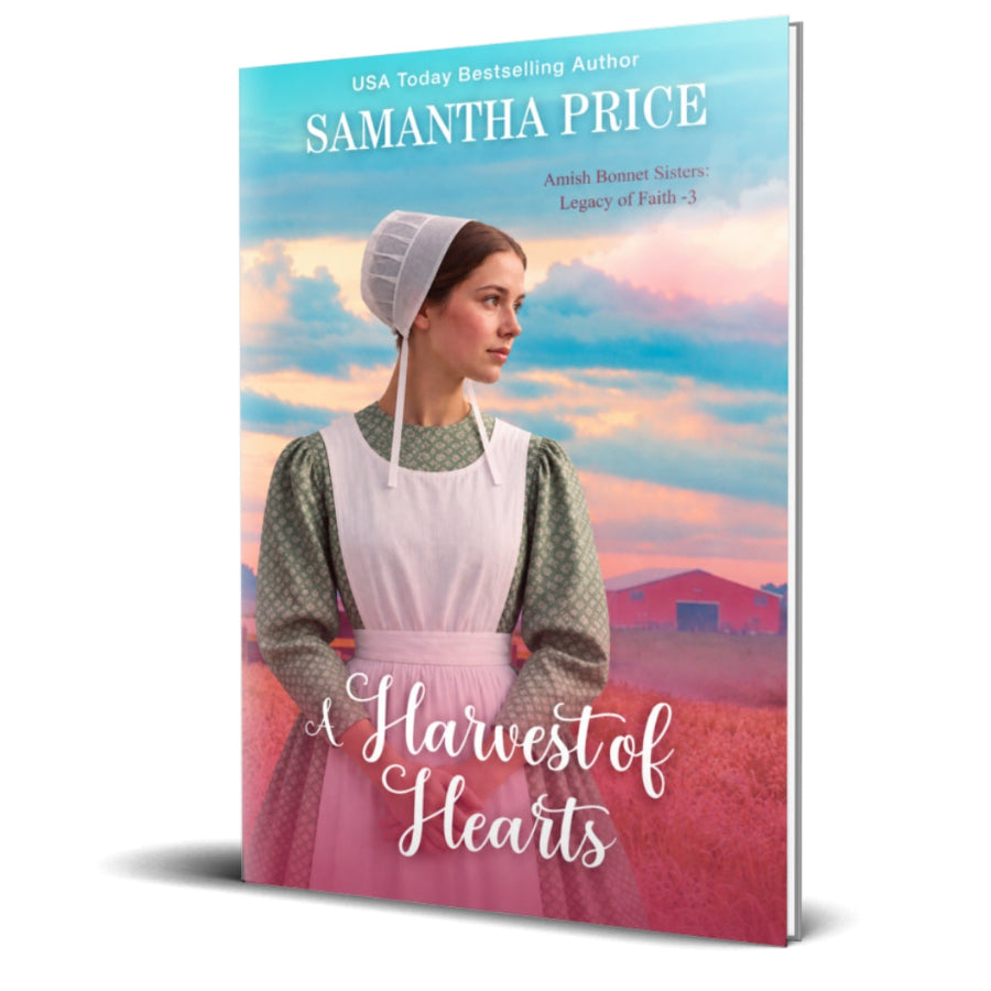 Amish romance paperback, a harvest of hearts by Samantha Price