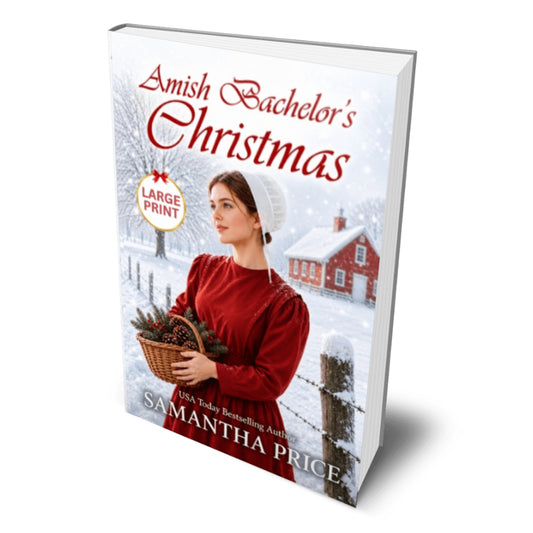 amish bachelor christmas book cover in large print