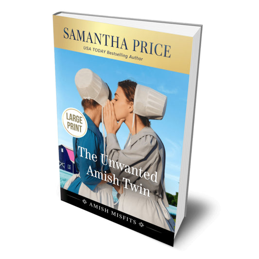 cover for the unwanted amish twin, large print paperback