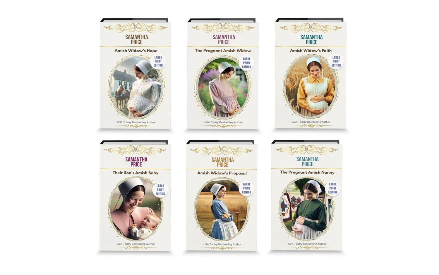 Expectant Amish Widows - Books 1 - 6 (LARGE PRINT PAPERBACKS BUNDLE) - samanthapriceshop