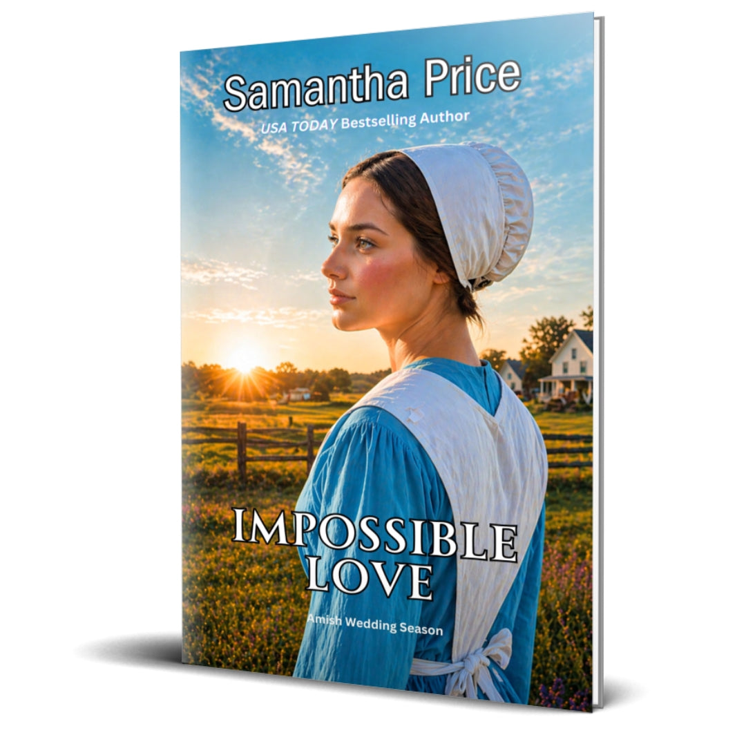 Book cover of 'Impossible Love' by Samantha Price with a woman in historical attire against a sunset landscape.