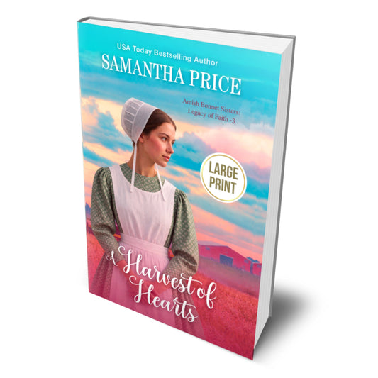 Cover of a harvest of hearts, large printCover of a harvest of hearts, large print Amish book