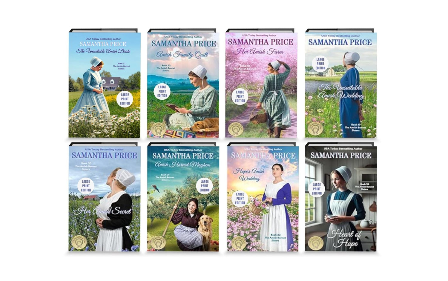 The Amish Bonnet Sisters - Books 17 - 24 (LARGE PRINT PAPERBACKS BUNDLE) - samanthapriceshop