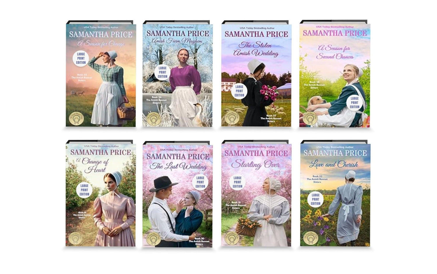 The Amish Bonnet Sisters - Books 25 - 32 (LARGE PRINT PAPERBACKS BUNDLE) - samanthapriceshop
