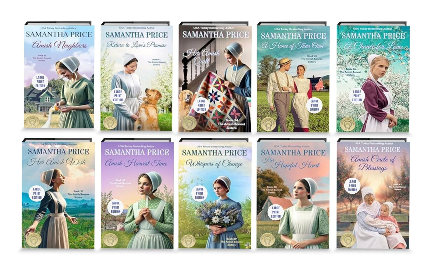 The Amish Bonnet Sisters - Books 33 - 42 (LARGE PRINT PAPERBACKS BUNDLE) - samanthapriceshop