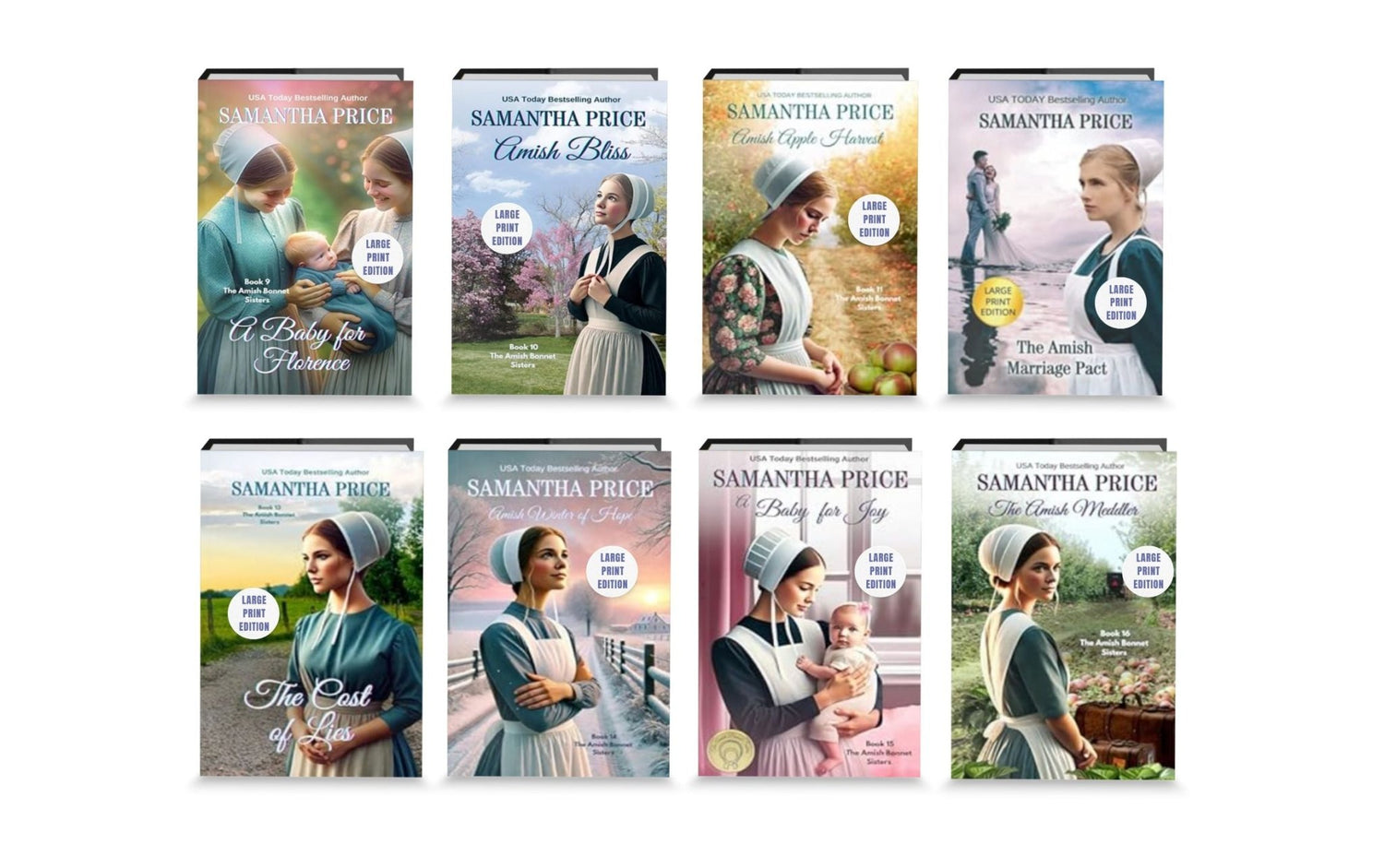 The Amish Bonnet Sisters - Books 9 - 16 (LARGE PRINT PAPERBACKS BUNDLE) - samanthapriceshop