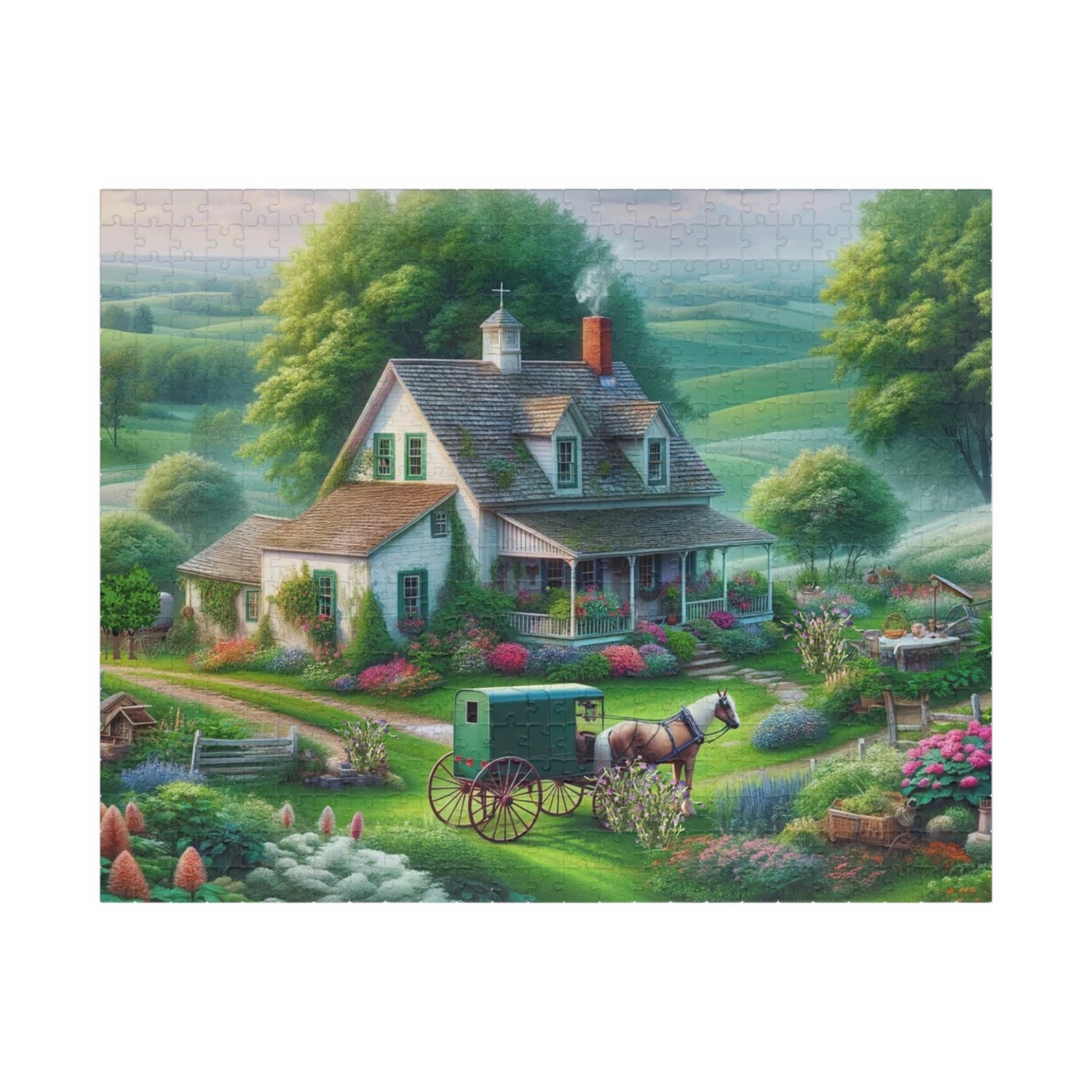 Traditional Amish House and Garden Puzzle - samanthapriceshop
